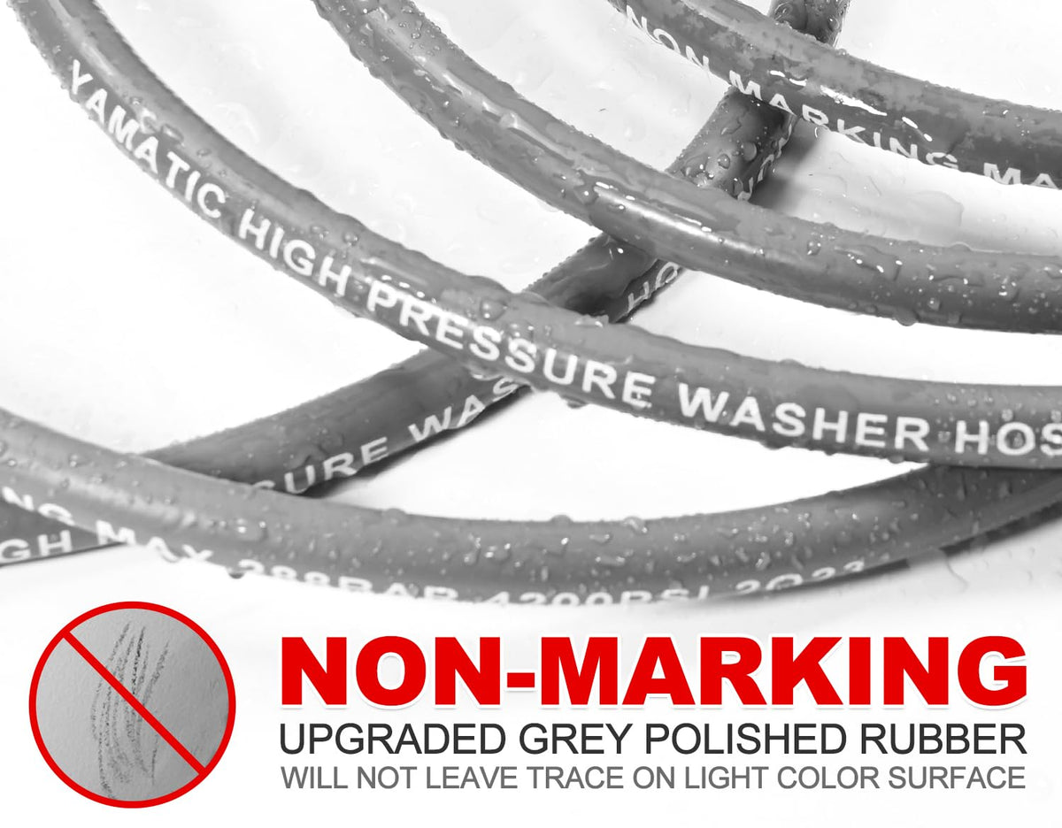 YAMATIC 3/8 inch quick connect fits standard power washer hoses.