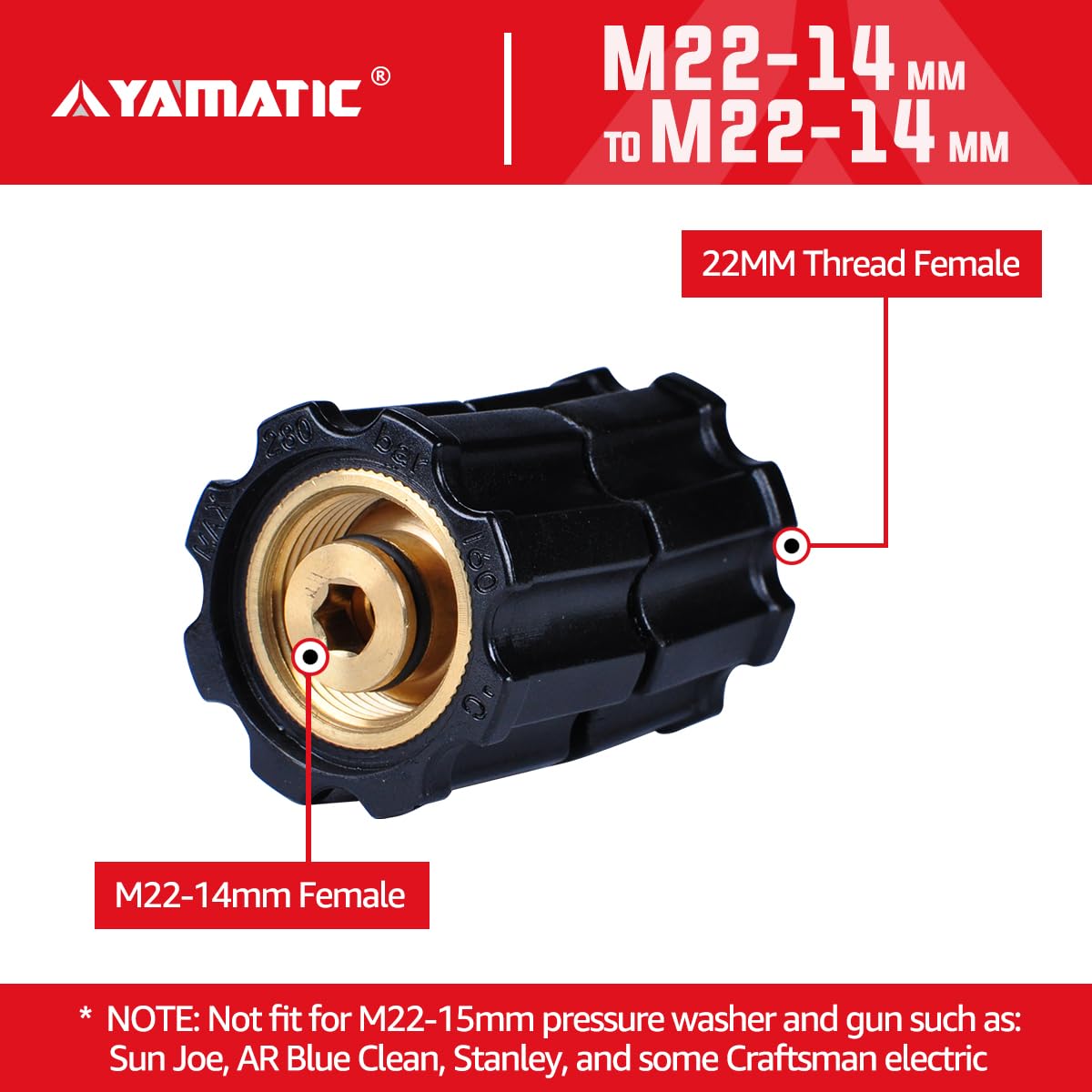 YAMATIC stabilizer installed between hose and gun demonstrating tension relief