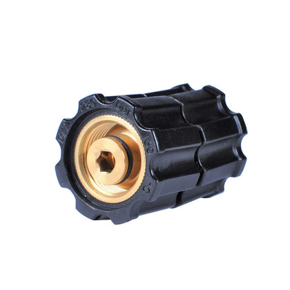 YAMATIC brass stabilizer adapter shown with clear emphasis on secure connection for pressure washers