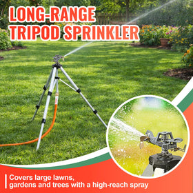 YAMATIC tripod sprinkler adjustable height 21–50 inches for versatile placement