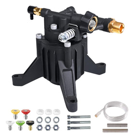 YAMATIC vertical pump front view showing compact replacement for pressure washers