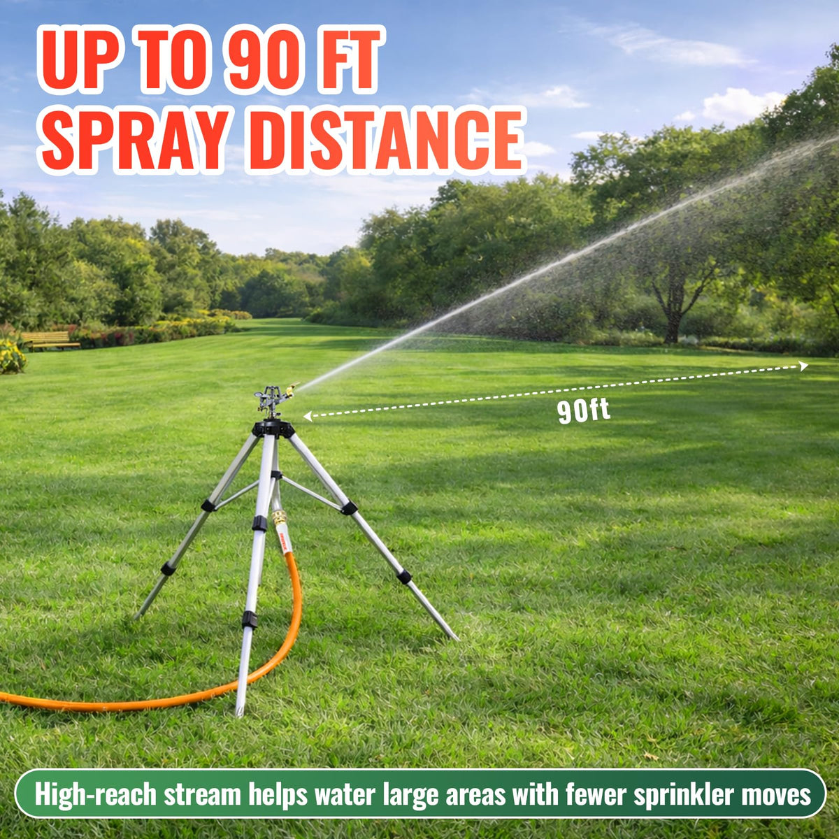 YAMATIC sprinkler watering a large yard in action