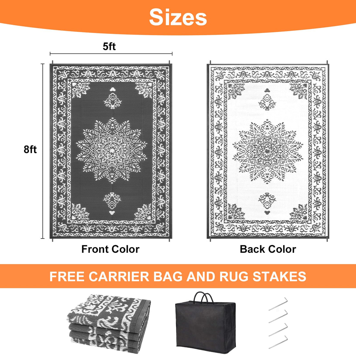 Yamaziot outdoor rug in a dark gray patio setting for modern spaces