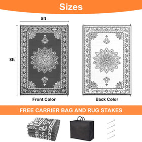 Yamaziot outdoor rug in a dark gray patio setting for modern spaces