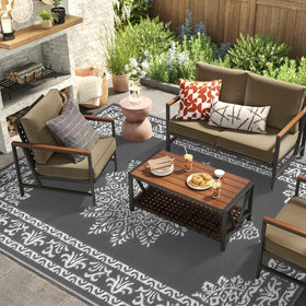 Yamaziot outdoor rug with stakes included for secure placement