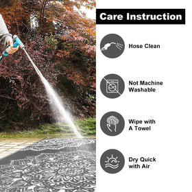 Yamaziot polypropylene breathable deck rug protects surfaces.