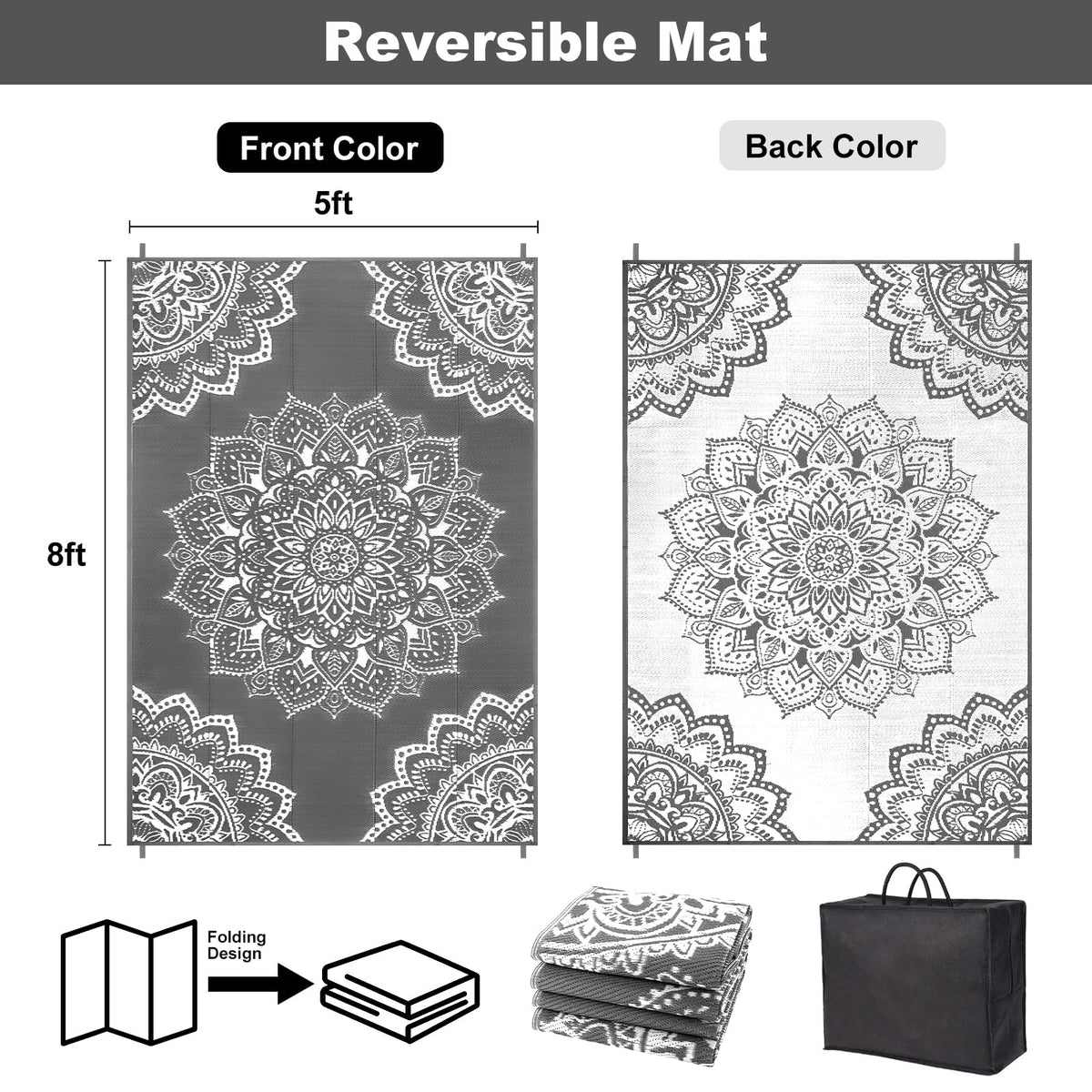 Yamaziot reversible straw rug, durable outdoor mat for decks and porches.