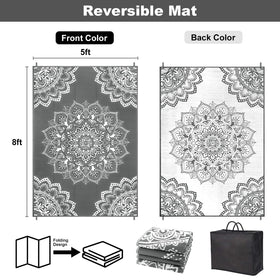 Yamaziot reversible straw rug, durable outdoor mat for decks and porches.
