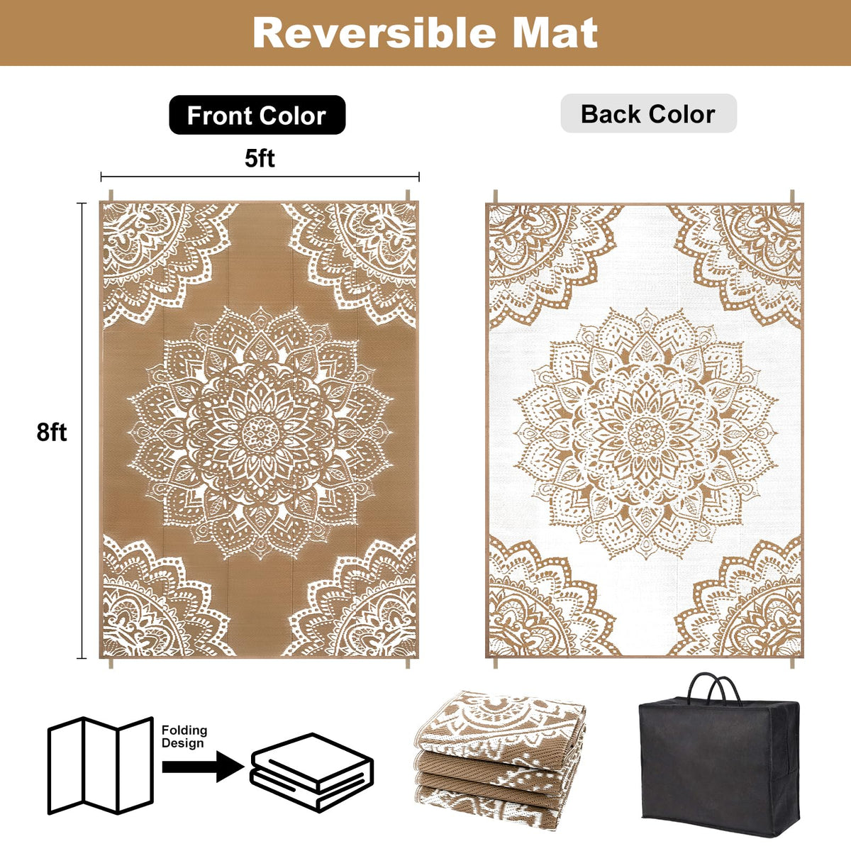 Yamaziot reversible plastic straw rug for patio shows two looks for quick outdoor mood upgrades.