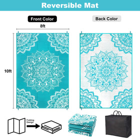 Yamaziot reversible rug blue side, doubles styling options.