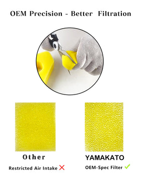 Close-up of dense foam on YAMAKATO 698369 air filter