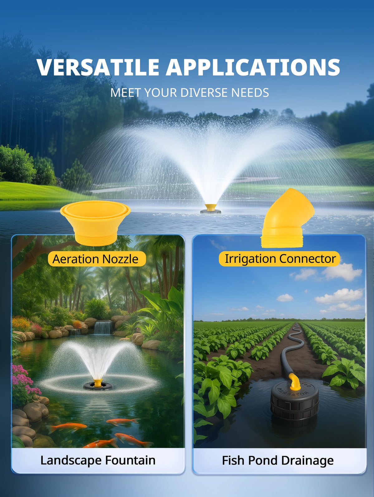 YANASO nozzle parabola spray demonstrates dramatic lake display