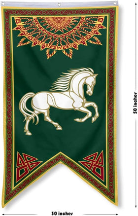 Yanbooch Lotr Rohan banner flag, wall-mount view, ideal for a bold home office accent