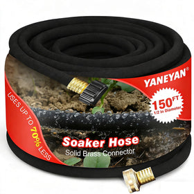 YANEYAN 150ft soaker hose with half-inch connector delivers targeted root hydration for lush lawns.