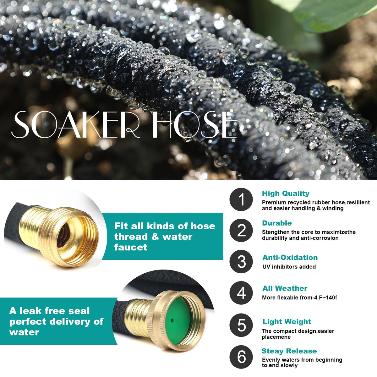 YANEYAN brass connector provides leak-free joining to standard hoses.