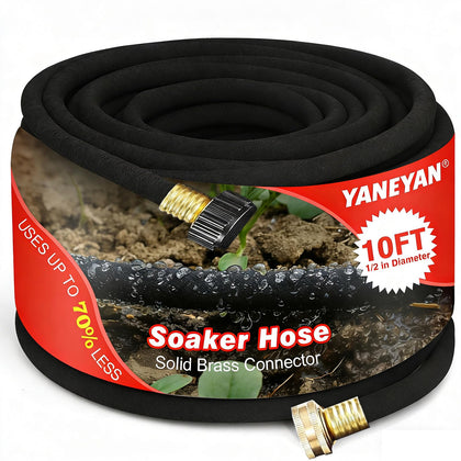 YANEYAN soaker hose with brass connector for leak-free irrigation around plants