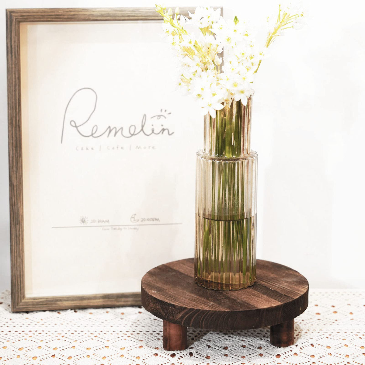 Yangbaga two-pcs wooden stands ready for quick setup.