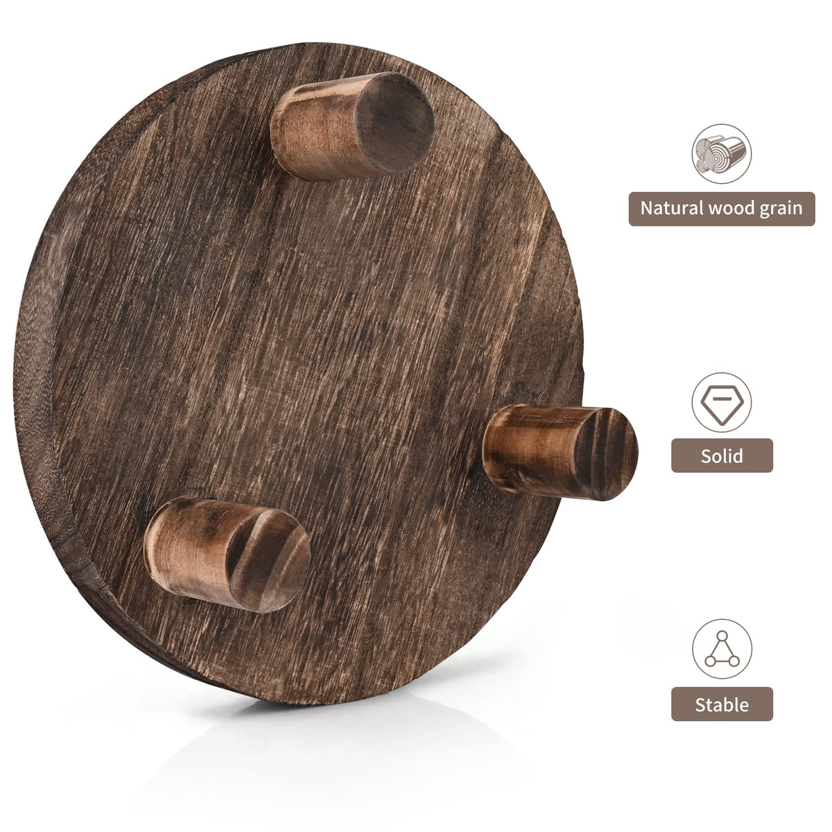Yangbaga wooden stool display stand supports small vases and candles.