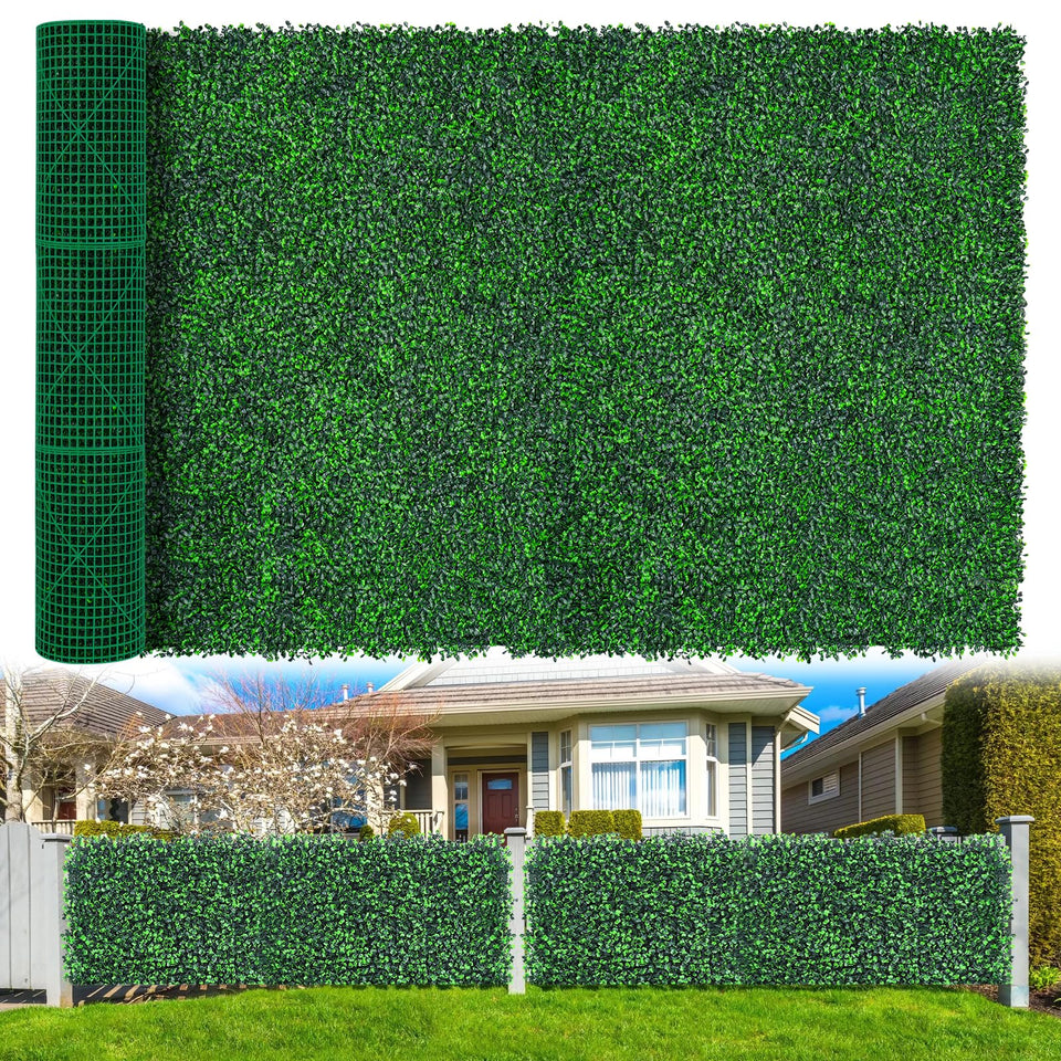 Yangrass Boxwood Roll Panel close-up leaves for lush, maintenance-free privacy and durability.