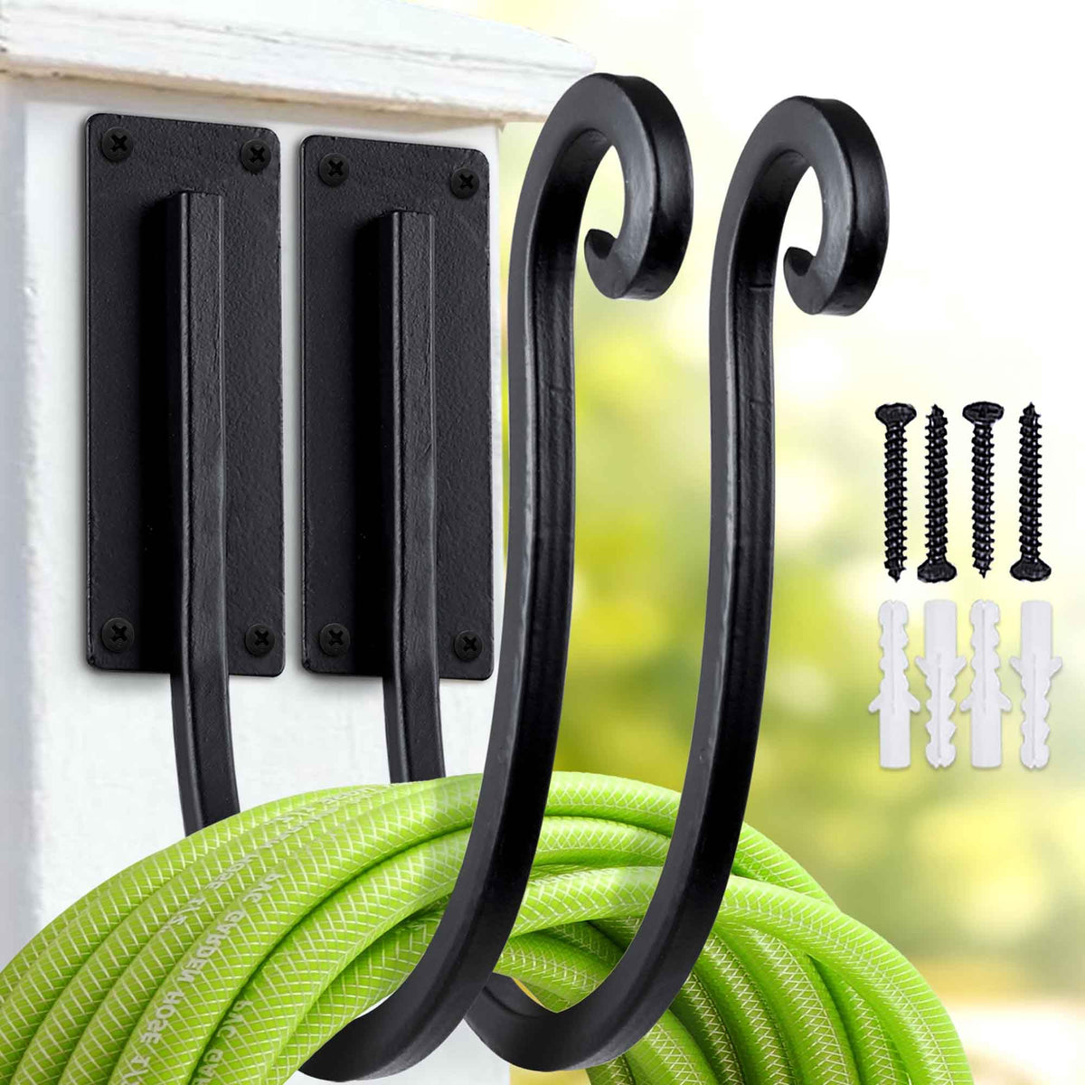 YANGSHUO garden hose holder wall-mount 2-pack keeps hoses tidy outdoors