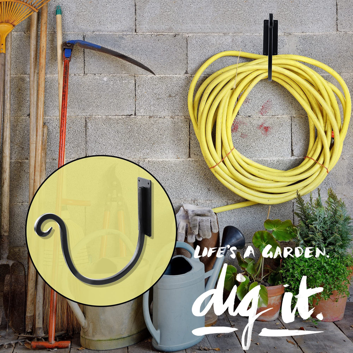 YANGSHUO supports up to 100 feet of hose with this holder
