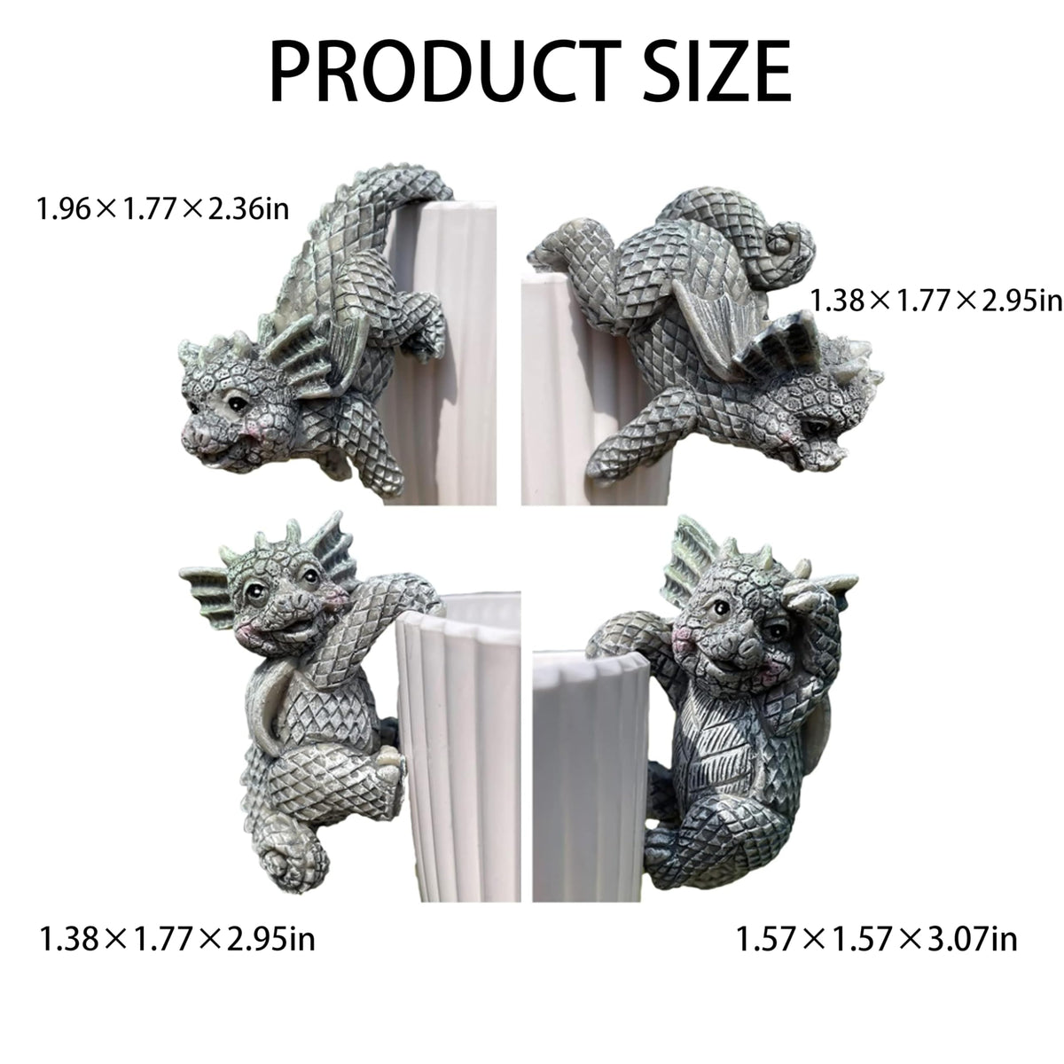 YANGYIXIN dragon statue with two-handed pose climbing a ledge indoors.