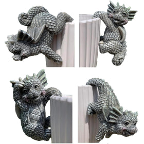 YANGYIXIN dragon statue hanging on planter edge adds playful outdoors charm.