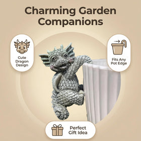 YANGYIXIN dragon statue set hugging planter edge for garden accents.