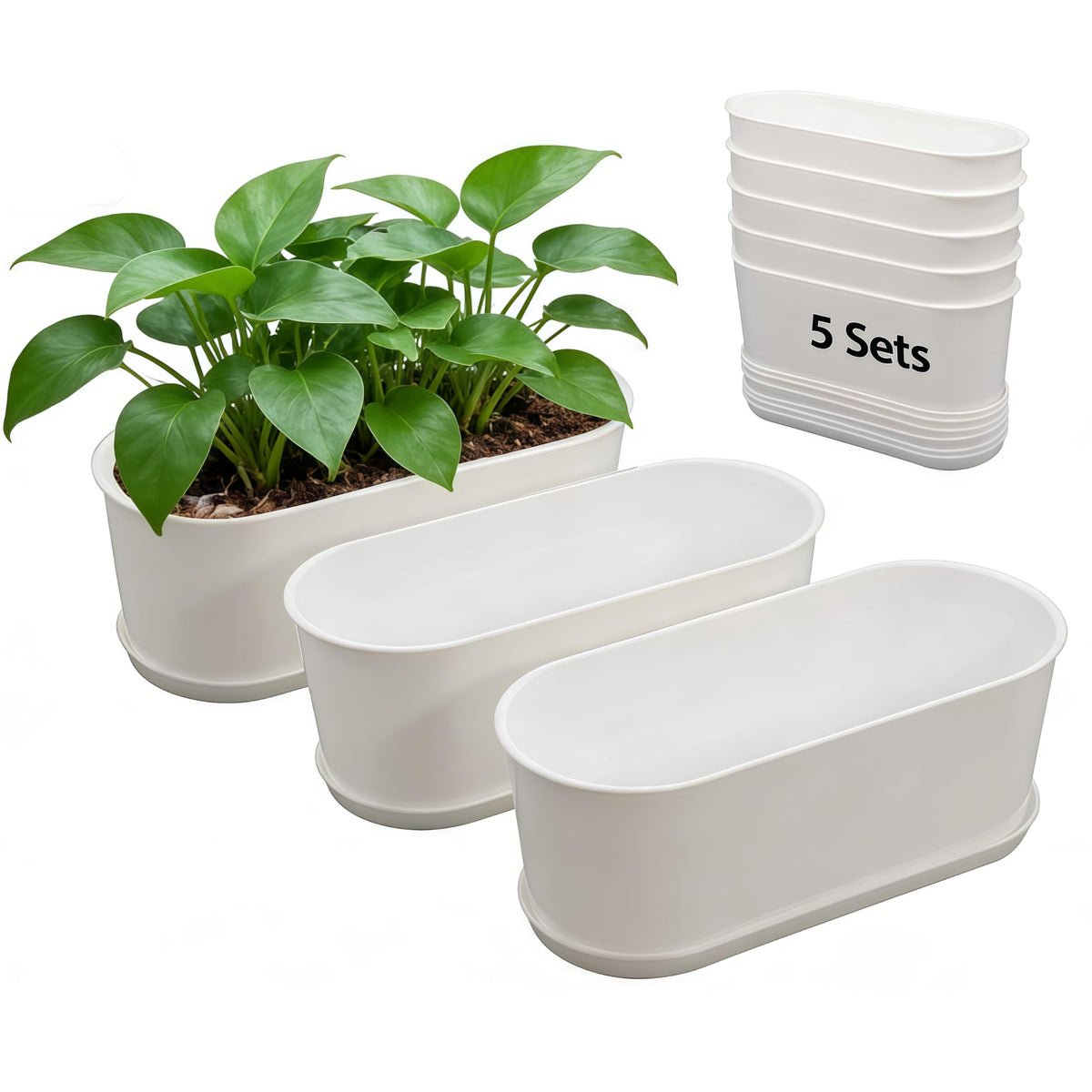 YANGYIXIN rectangular planter box with an 8.5 inch profile for neat, space-saving greenery.