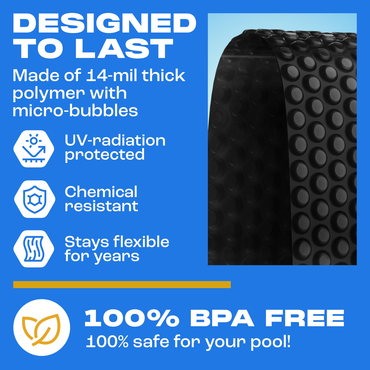 Above-ground pool protected from leaves and debris by Yankee solar cover