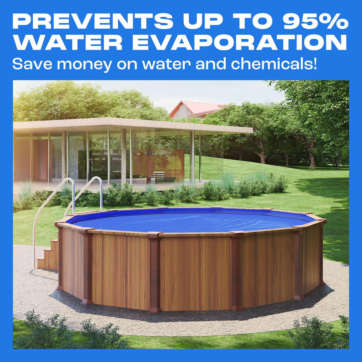 Yankee Pool Pillow Sapphire Series 30-foot round pool setup ready for season extension