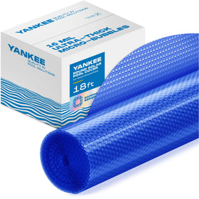 Yankee Sapphire Round Solar Cover on an 18 ft pool helps conserve heat.