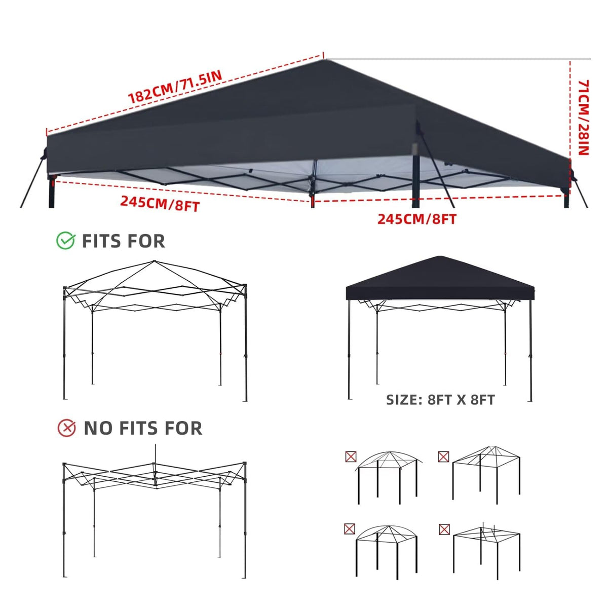 YANWEI 8x8 canopy top stitching closeup highlights reinforced seams