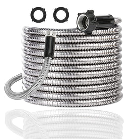 Yanwoo 304 stainless steel garden hose 20ft highlighting corrosion resistance and durability.