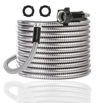 Yanwoo 304 stainless steel hose with 30ft coil for durable outdoor watering.