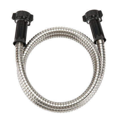 Yanwoo 304 stainless steel hose close-up showing durable rust resistance.