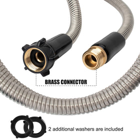 Yanwoo flexible 4ft garden hose coiled neatly after use