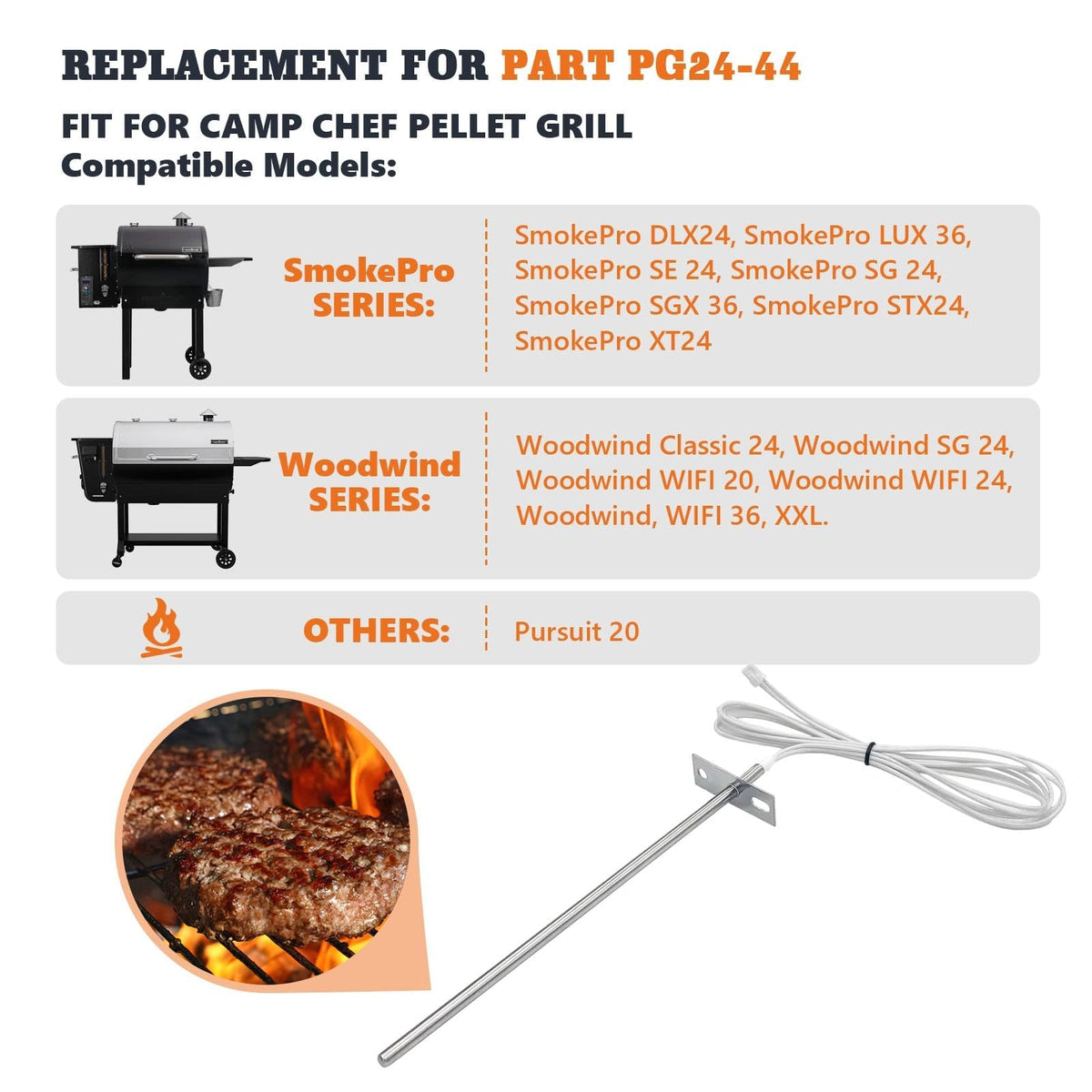 YAOAWE 6-3/8 inch probe length enables precise sensing during long cooks