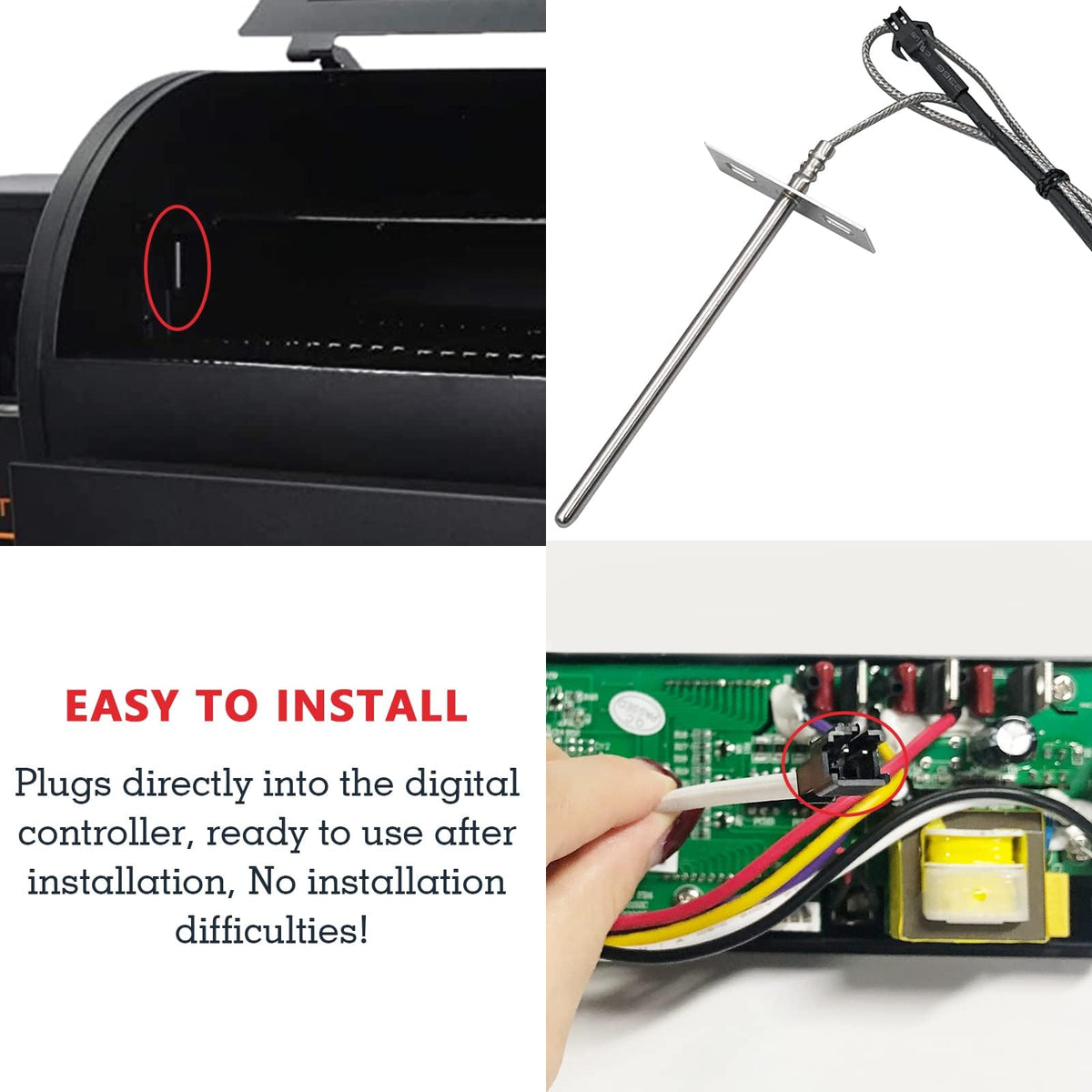 YAOAWE RTD probe with 3.5-inch grid sensor for accurate meat temperature.