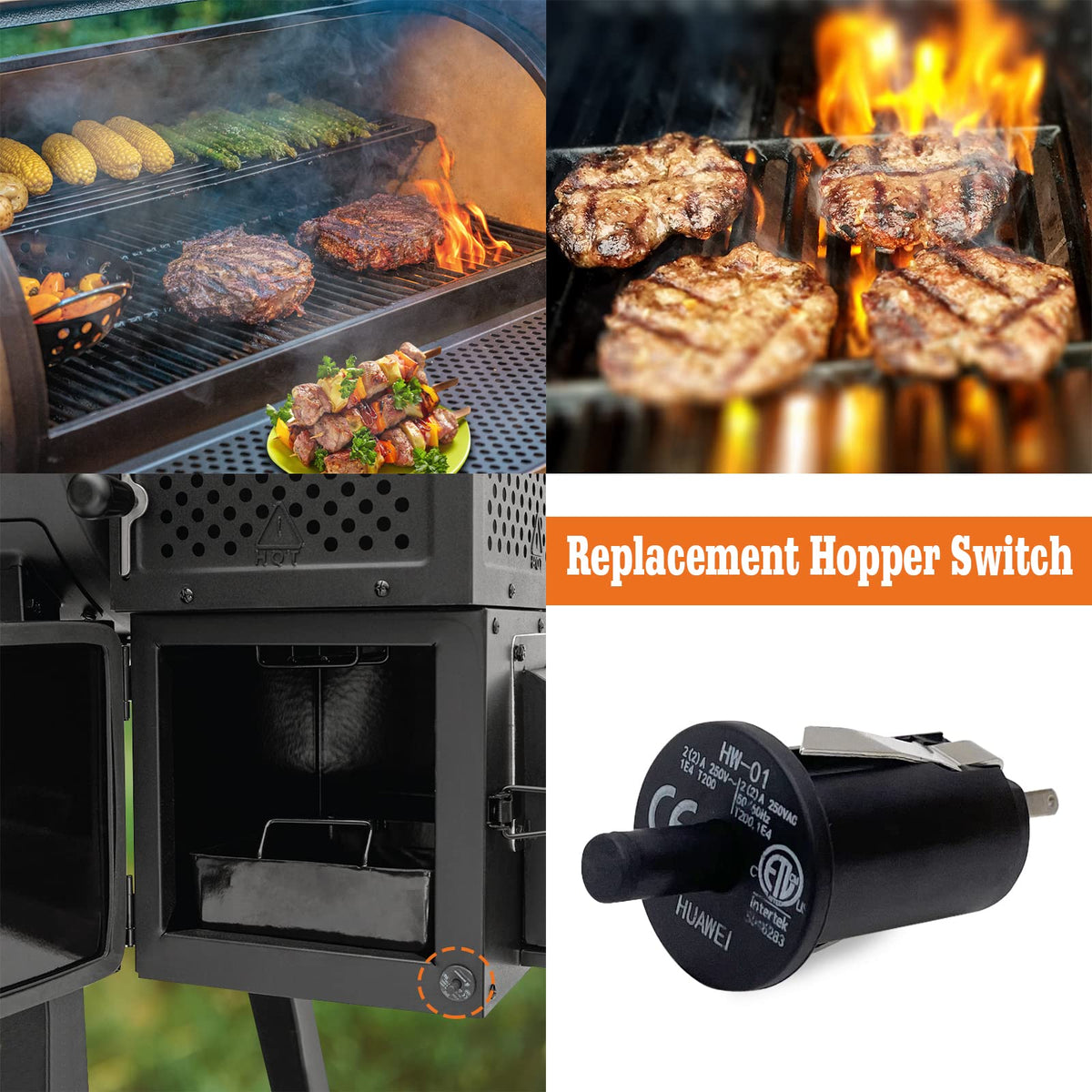 YAOAWE safety switches for Char-Griller 9800/9804; aids proper temperature control engagement.