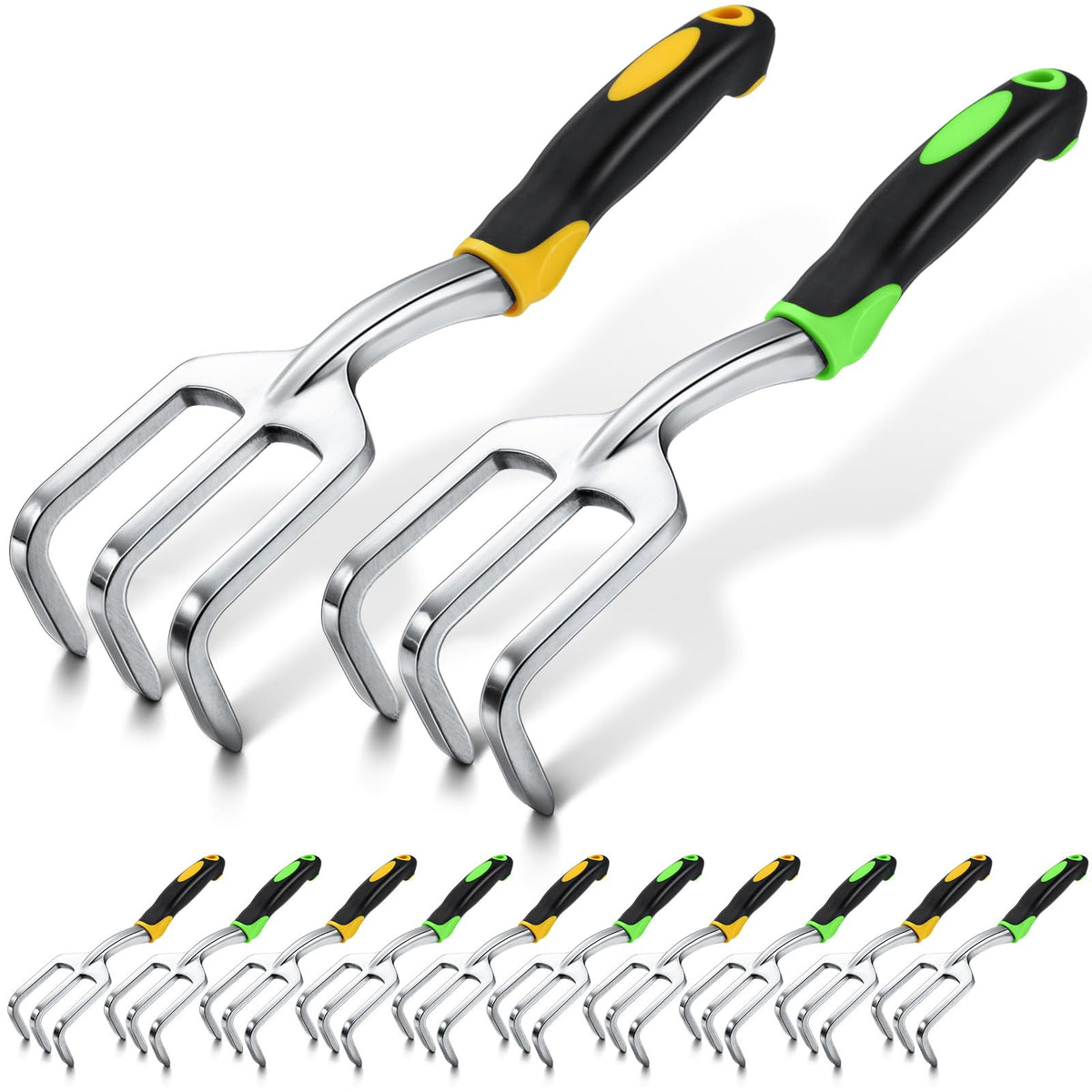 Yaocom 12pc hand rake set for versatile soil prep and weed control in small gardens.