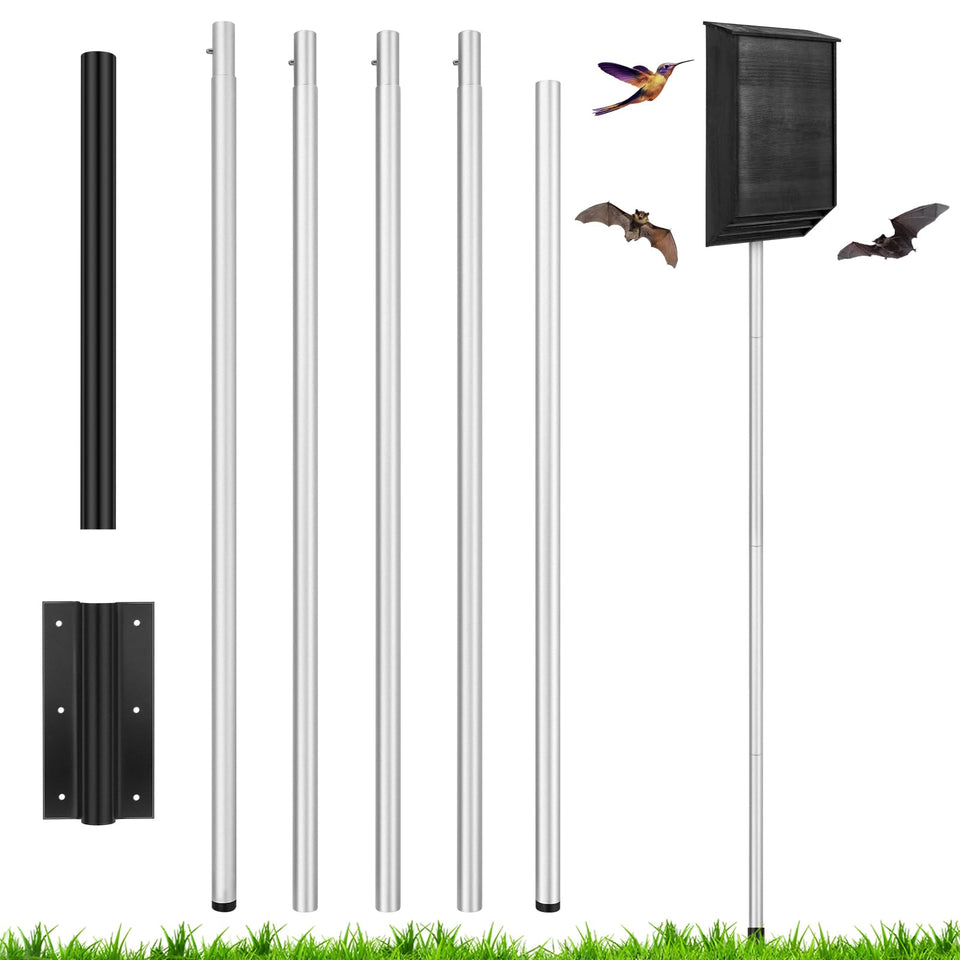 Yaocom 15ft telescoping purple martin pole extended for elevated birdhouse visibility.