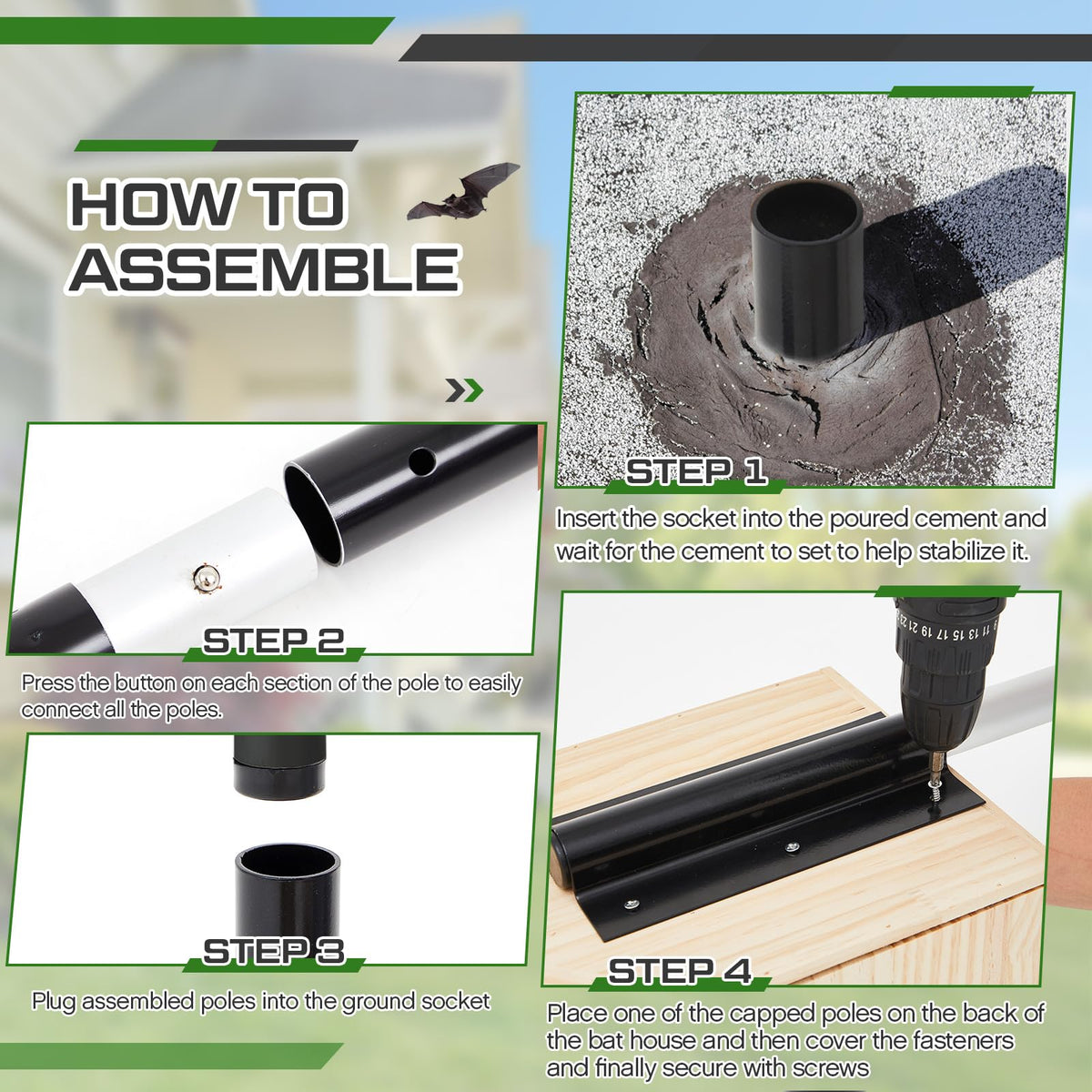 Yaocom 28mm iron pole diameter, rugged and rust resistant.