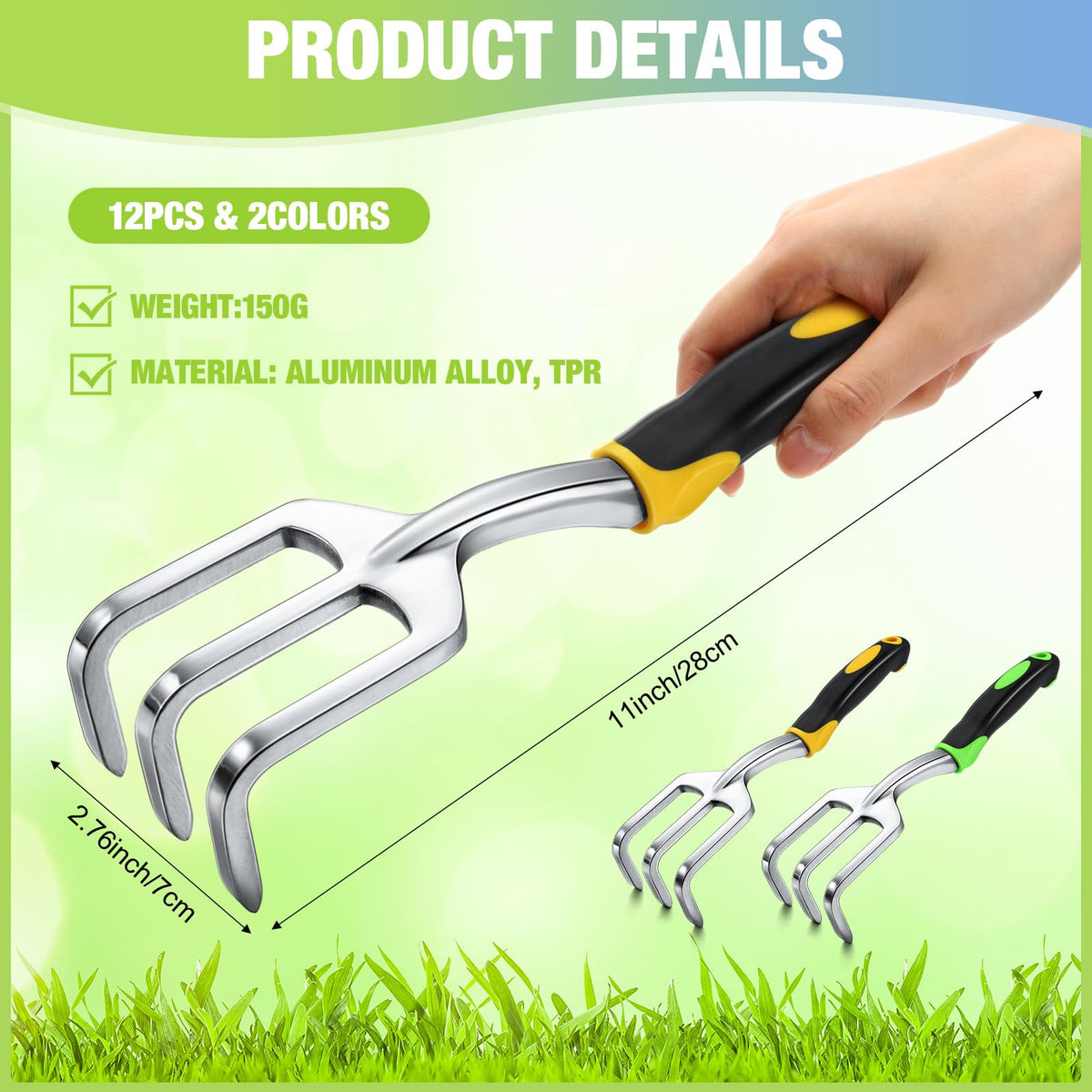 Yaocom heavy-duty aluminum rake with rust-resistant finish for lasting outdoor use.