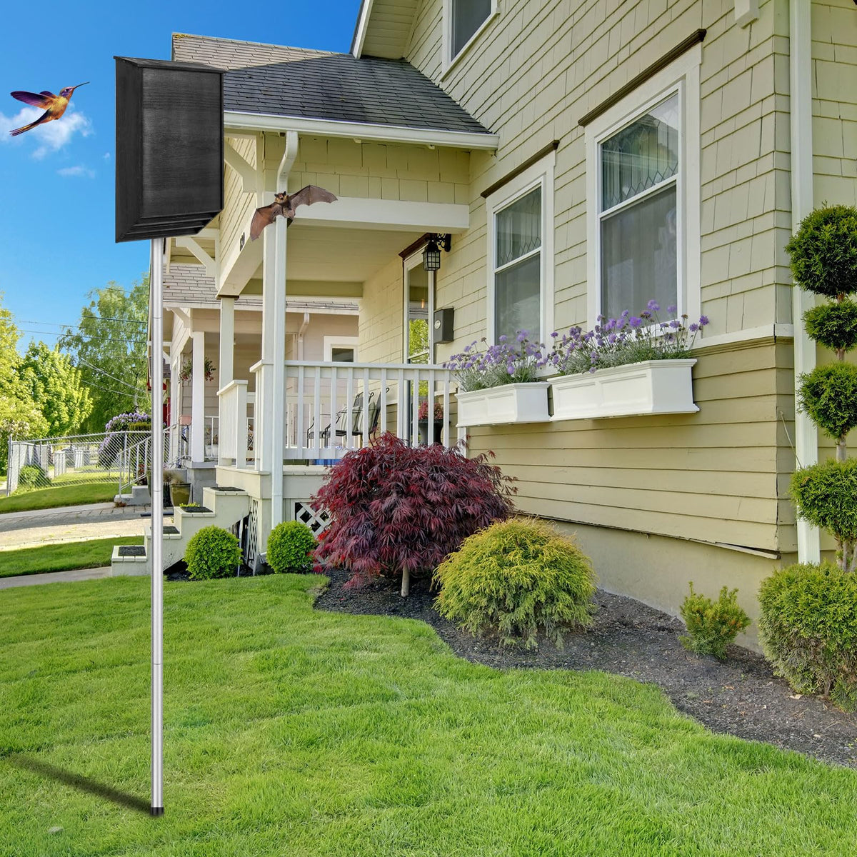 Suitable for purple martin houses, other wooden birdhouses, and bat houses.