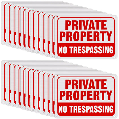 Yaocom no trespassing sign, aluminum reflective, red and white, ideal for outdoor security.