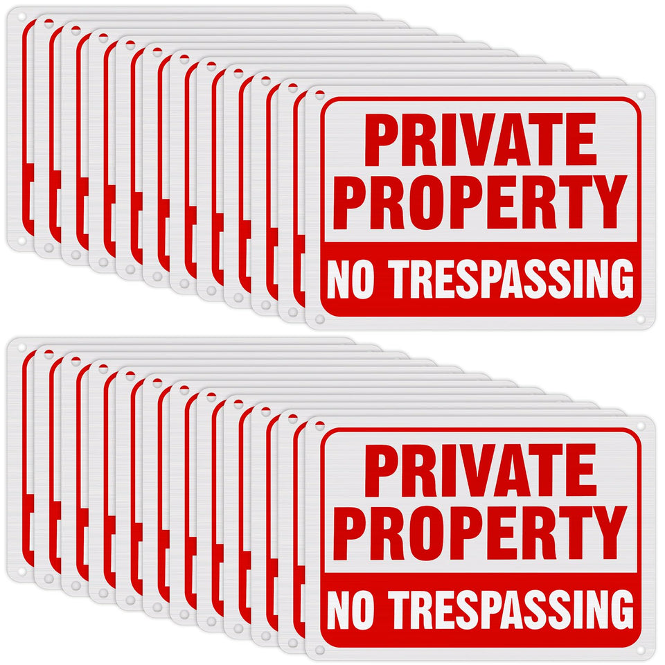 Yaocom no trespassing sign, aluminum reflective, red and white, ideal for outdoor security.