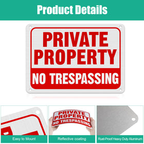 Yaocom 7x10 inch no trespassing sign, weatherproof, durable for outdoor property security.