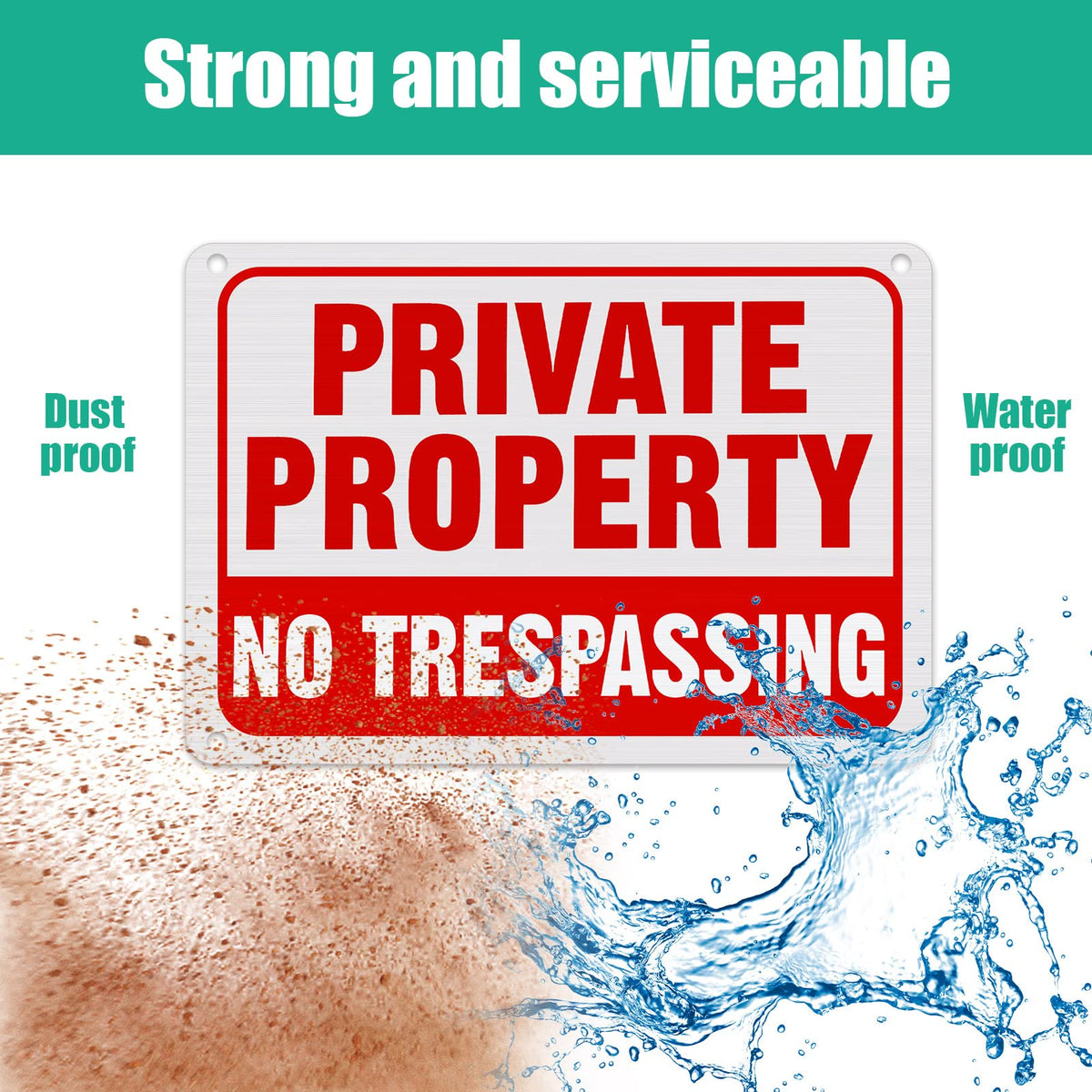 Yaocom no trespassing sign at night, reflective surface enhances visibility for deterrence.