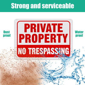 Yaocom no trespassing sign at night, reflective surface enhances visibility for deterrence.
